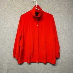 Lane Bryant Wind Breaker Jacket Size 22/24 Red Snaps Pockets Spring Rain
